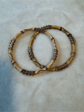 Gold-Tone Yellow Resin & Metal Bangle Set - Women’s Stackable Bracelets